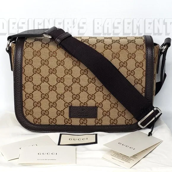 GUCCI brown Original GG Canvas & Leather crossbody flap Shoulder Messenger Bag - Picture 2 of 11